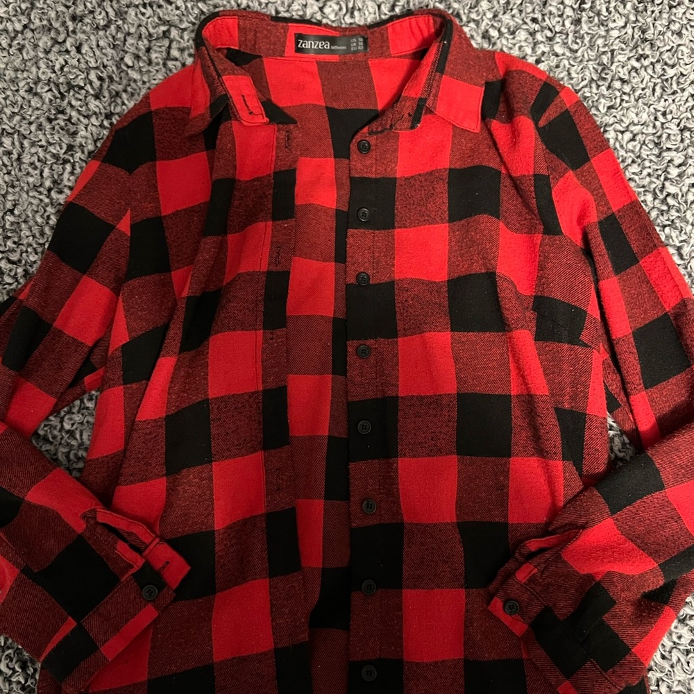 Zanzea Red & Black Flannel